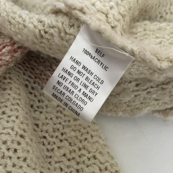 Easel Women’s Cream And Pink Long Flare Sleeve Cardigan Sweater Size M/L EUC - Picture 7 of 7